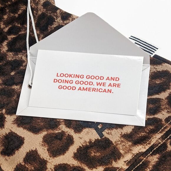 Good American Women's 3XL Leopard Print Cropped Crewneck Plus Size Sweatshirt - Picture 6 of 8